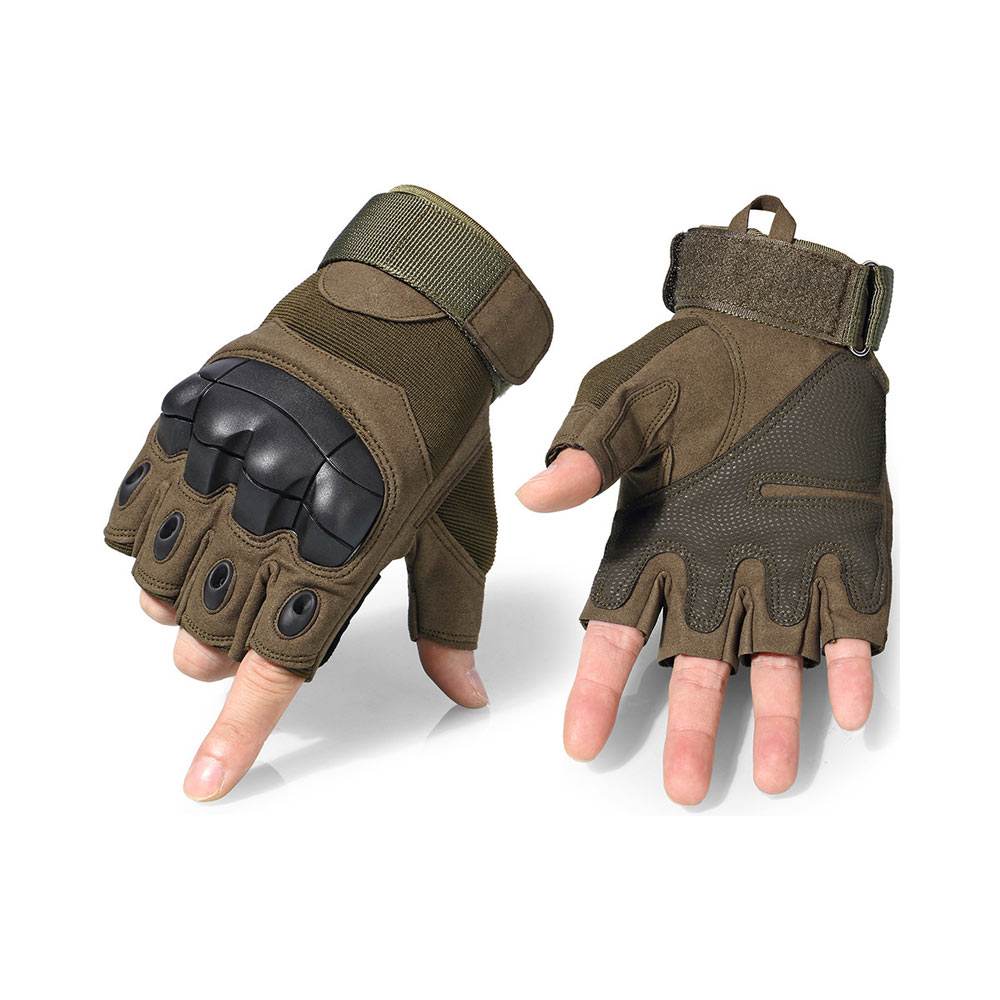 Half Biker Leather Gloves