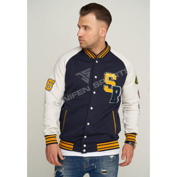 MEN’S SHELL WOOL LEATHER SLEEVES CHENILLIE EMBROIDERY PATCHES LETTERMAN VARSITY JACKET JS-VJ-29