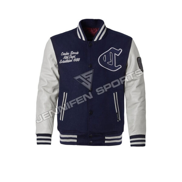 MEN’S SHELL WOOL LEATHER SLEEVES CHENILLIE EMBROIDERY PATCHES LETTERMAN VARSITY JACKET JS-VJ-34